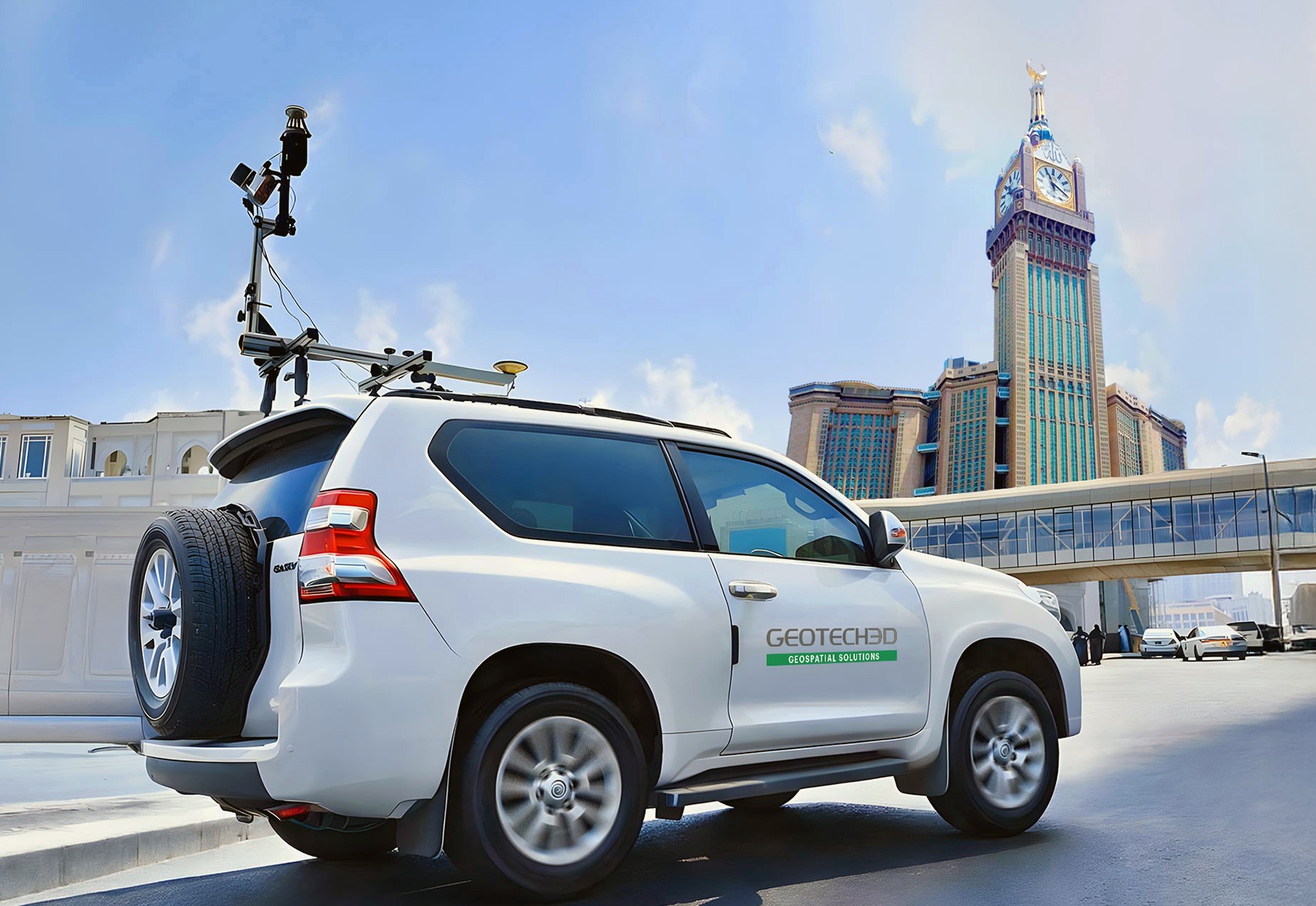 City skyline with drone